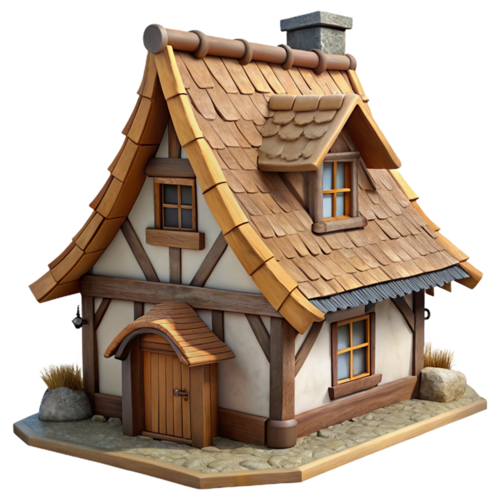 magnificent modern Medieval Village House Thatched Roof Cutout Element genuine png