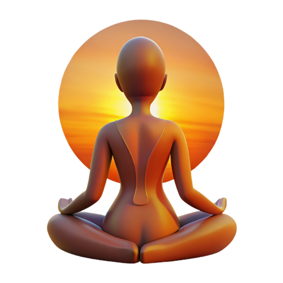 wonderful minimalist Meditating Woman Silhouette Sunset Orange Cutout original png