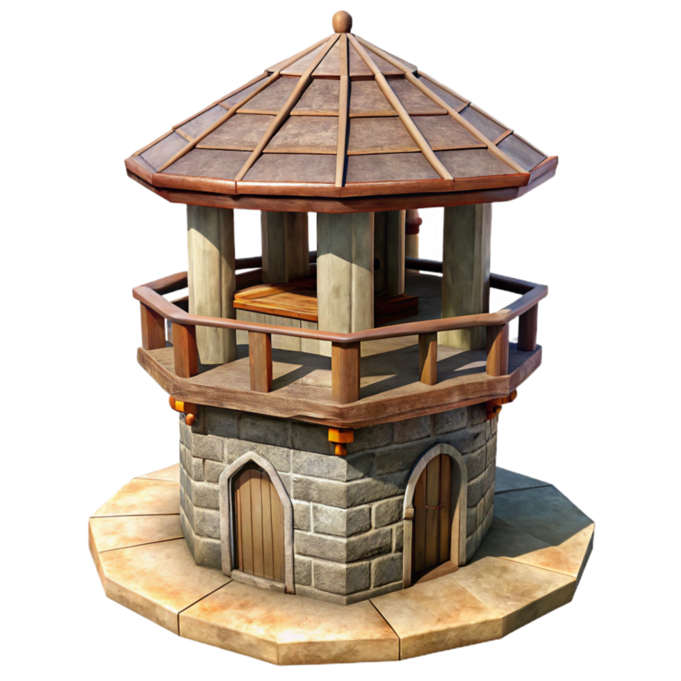 extraordinary minimalist Medieval Watchtower High Vantage Point Transparent Background high quality png