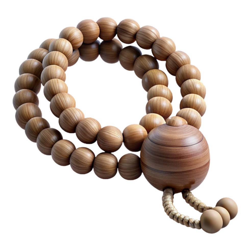 beautiful minimalist Meditation Beads Wooden Texture with Transparent Background premium png