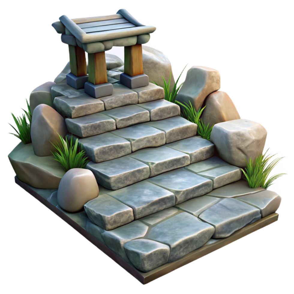 vibrant abstract Meditation Garden Pathway Stone Steps Transparent Background exclusive png
