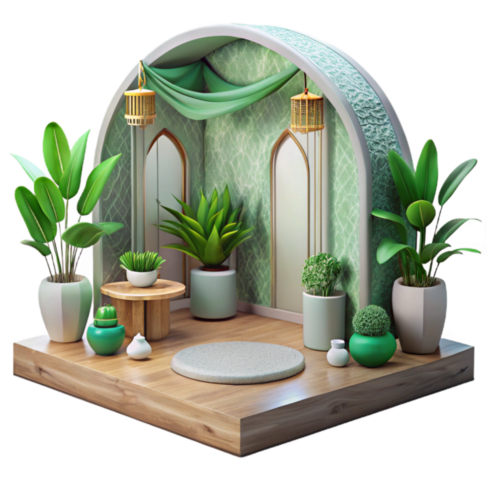 extraordinary artistic Meditation Room Decorated with Plants Transparent Background exclusive png