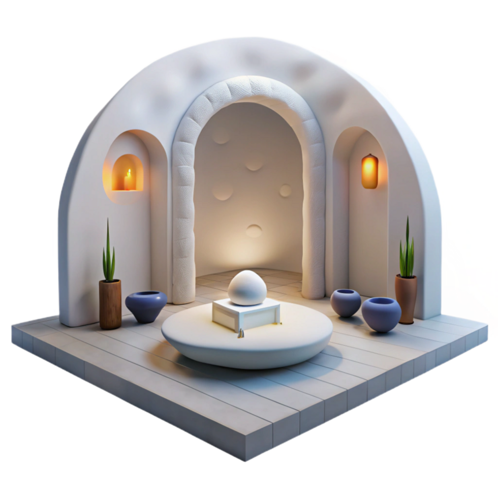 vibrant creative Meditation Room Empty White Walls Transparent Background professional png
