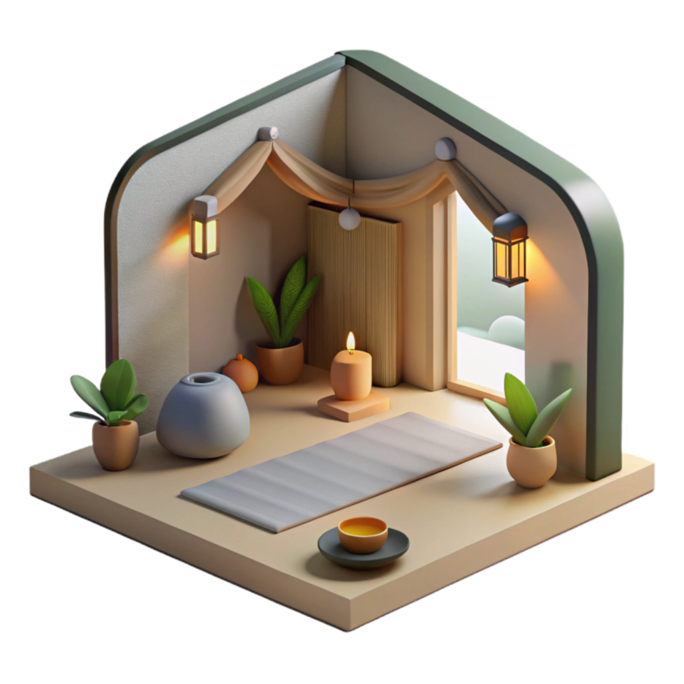 extraordinary traditional Meditation Room Minimalist Design Transparent Background authentic png