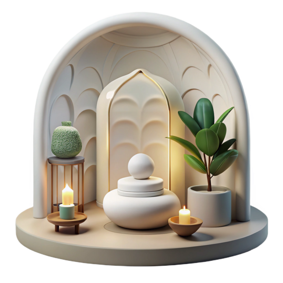 elegant rustic Meditation Room Minimalist Design Transparent Background authentic png