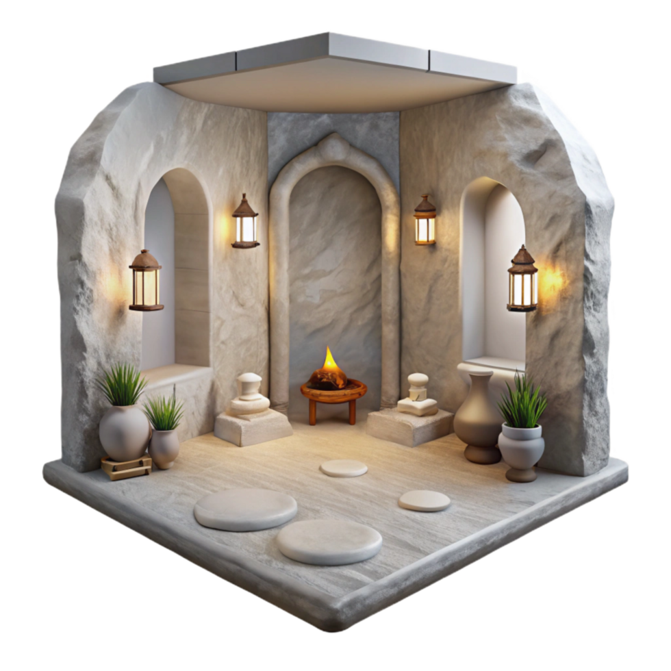 wonderful abstract Meditation Room Empty White Walls Transparent Background high resolution png