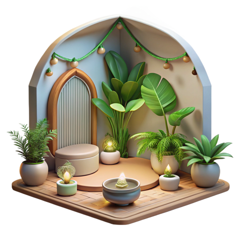 impressive contemporary Meditation Room with Plants with Transparent Background authentic png