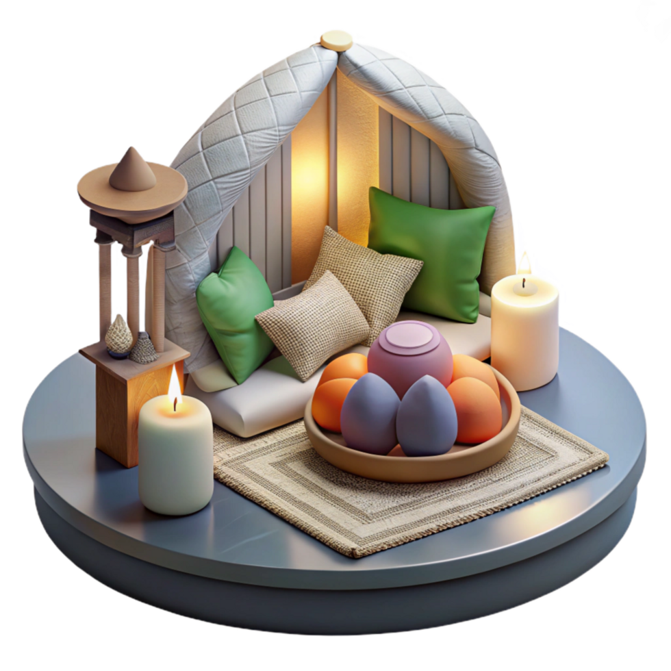 wonderful creative Meditation Space Cushions and Blankets Transparent Background detailed png