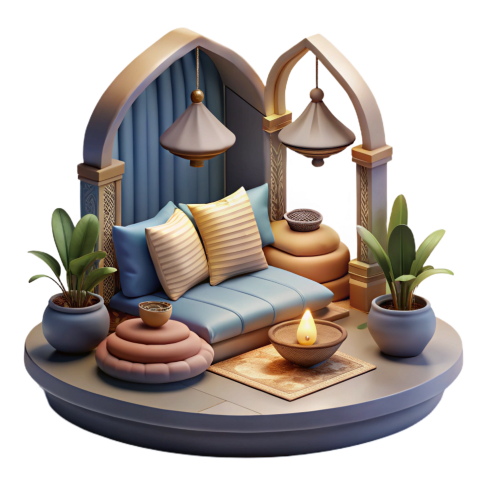 dramatic abstract Meditation Space Cushions and Blankets Transparent Background professional png