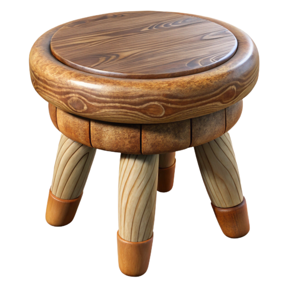 dramatic modern Meditation Stool Wooden Three Legs premium png