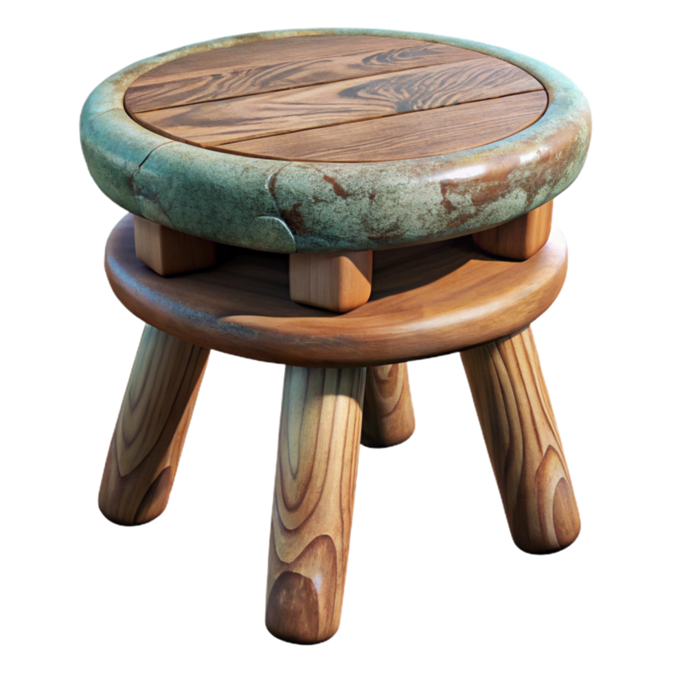 magnificent abstract Meditation Stool Wooden Three Legs png