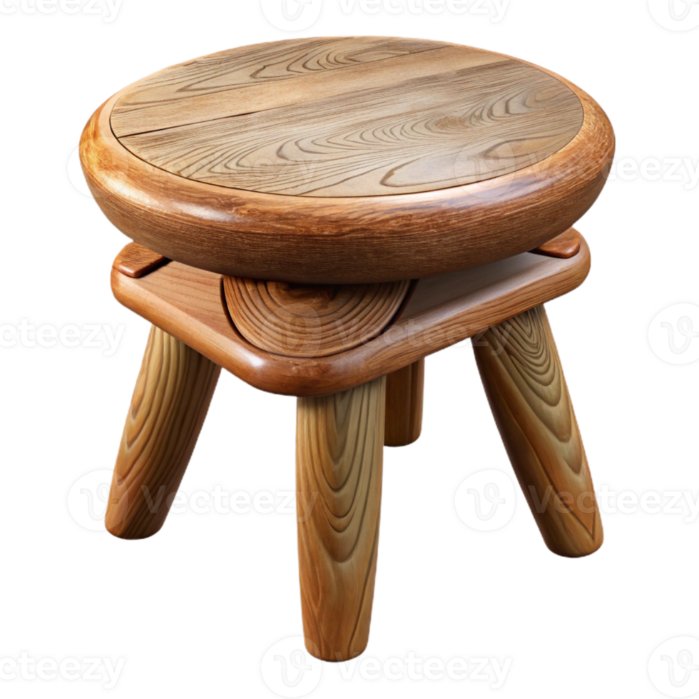 vibrant minimalist Meditation Stool Wooden Three Legs high quality png