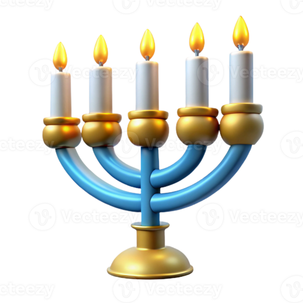 magnificent contemporary Menorah Candles Lit Hanukkah Celebration Isolated original png