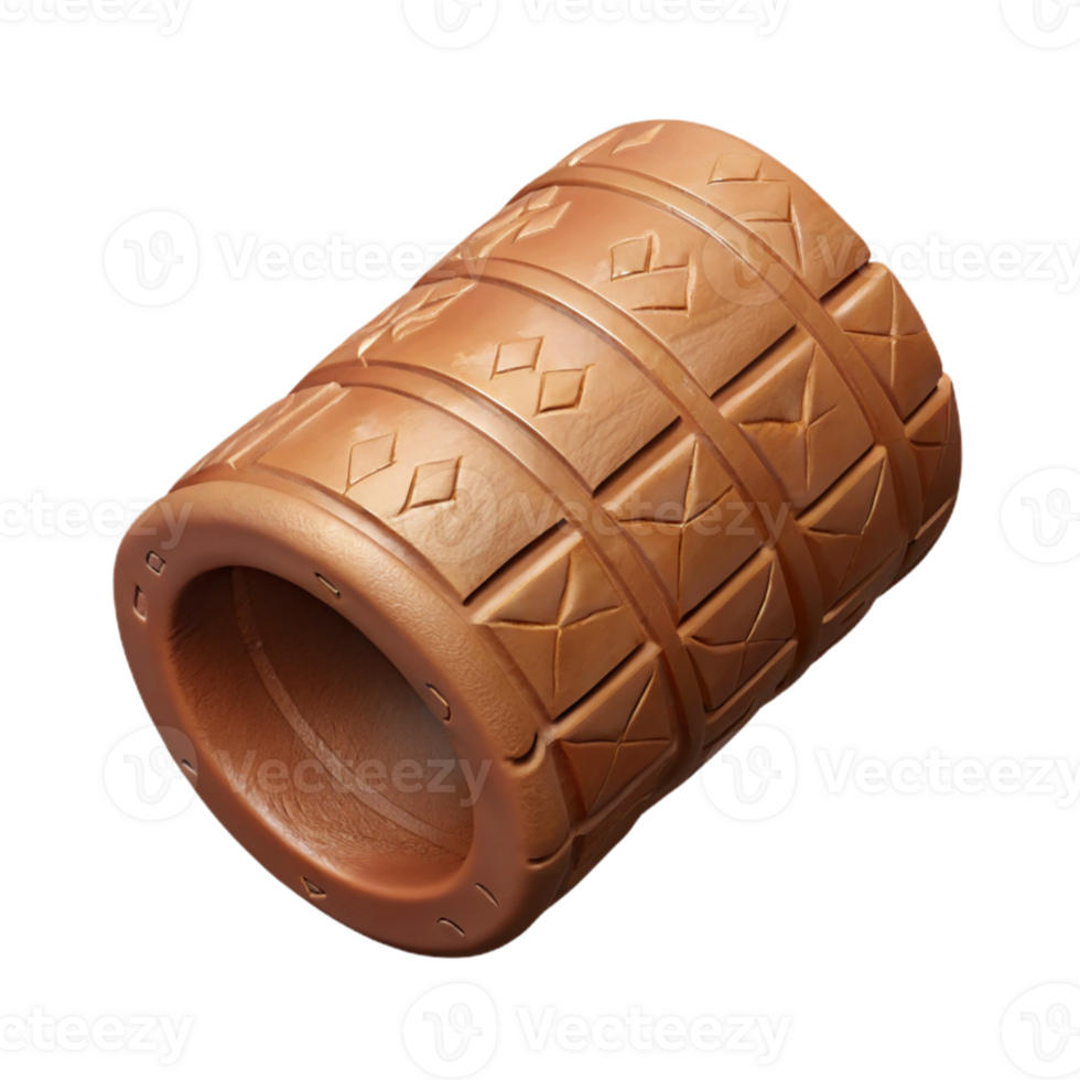 extraordinary modern Mesopotamian Cylinder Seal Clay Texture Side Angle Cutout Element detailed png