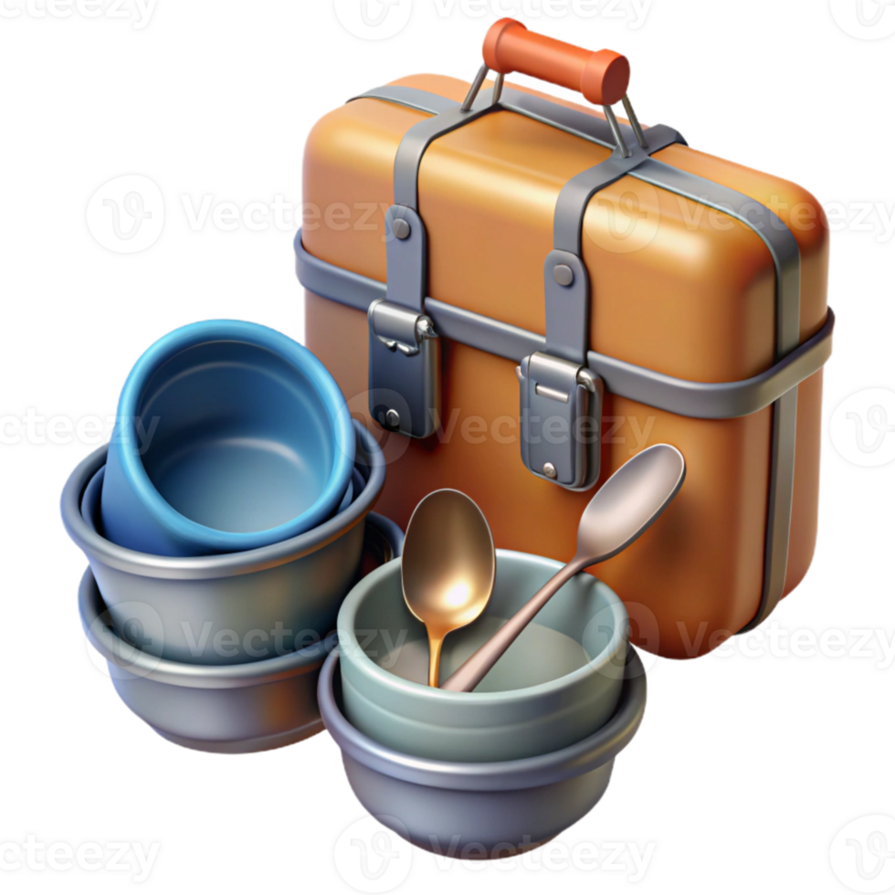 serene rustic Mess Kit Utensils Isolated professional png