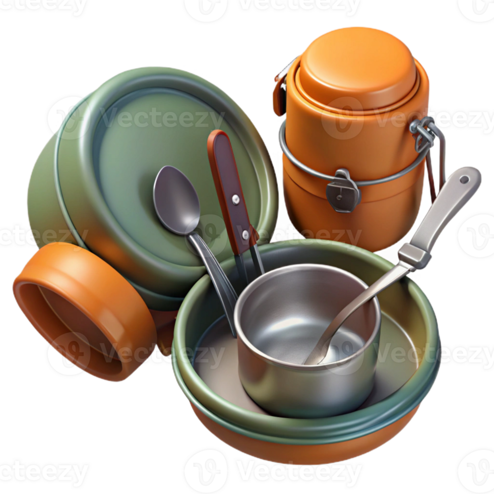 vibrant minimalist Mess Kit Utensils Isolated professional png