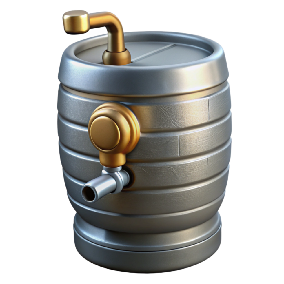 stunning artistic Metal Beer Keg with Tap Isolated on Transparent Background exclusive png