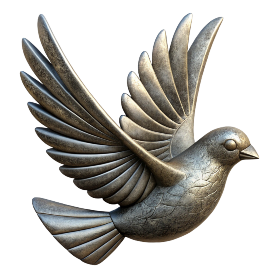 wonderful creative Metal Bird Sculpture in Flight Isolated premium png