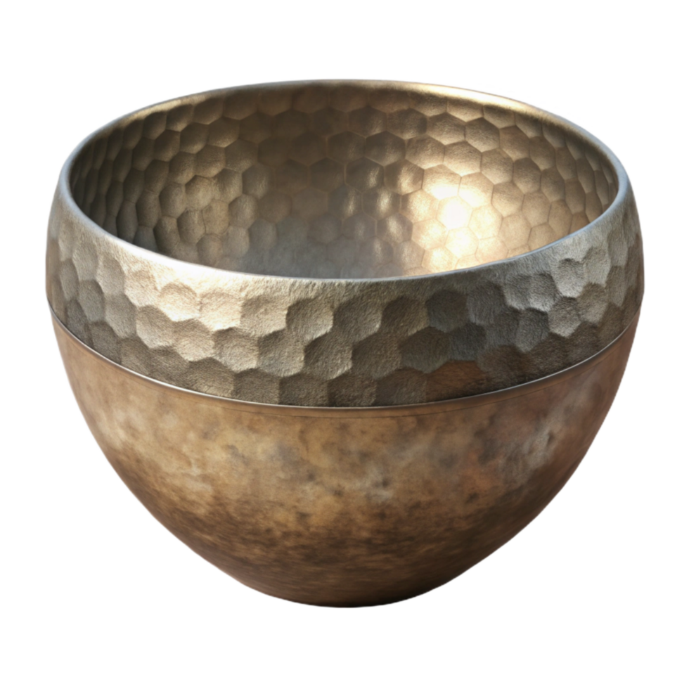vibrant contemporary Metal Bowl with Hammered Texture Isolated high resolution png