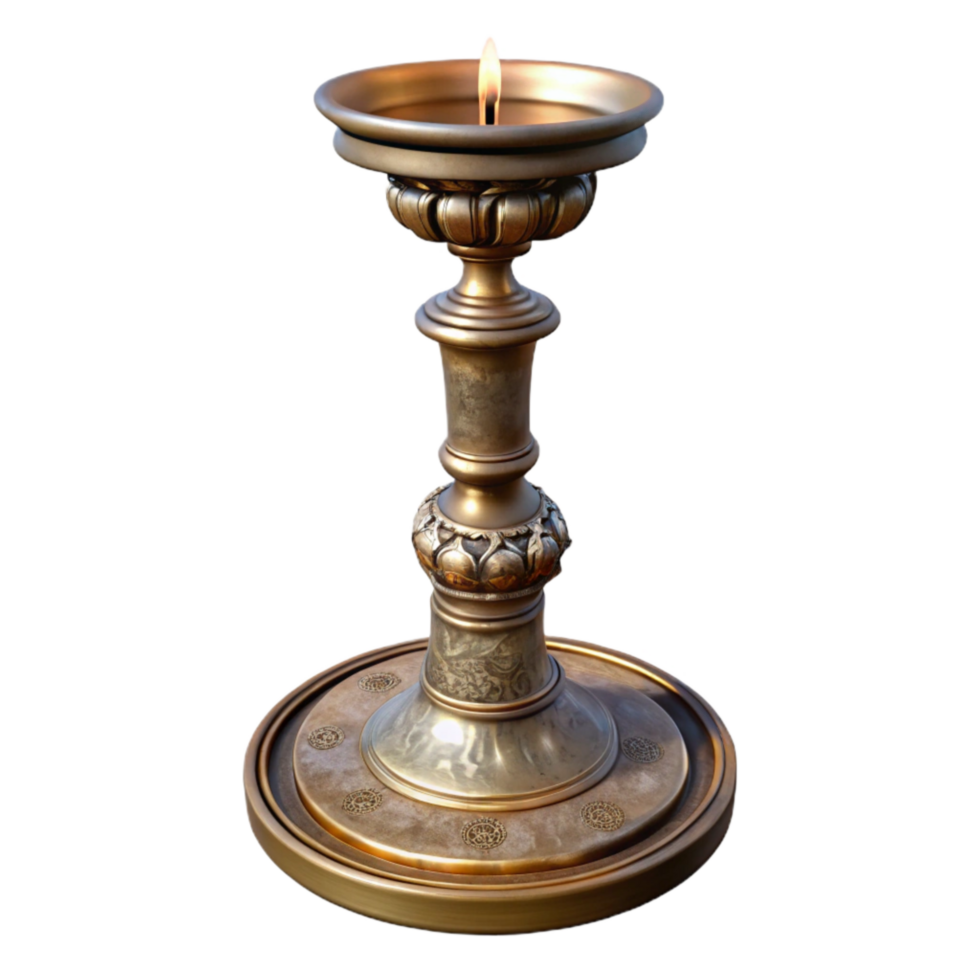 dramatic traditional Metal Candlestick with Ornate Base Cutout premium png