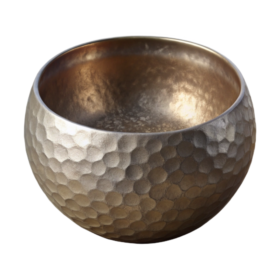 stunning contemporary Metal Bowl with Hammered Texture Isolated high quality png
