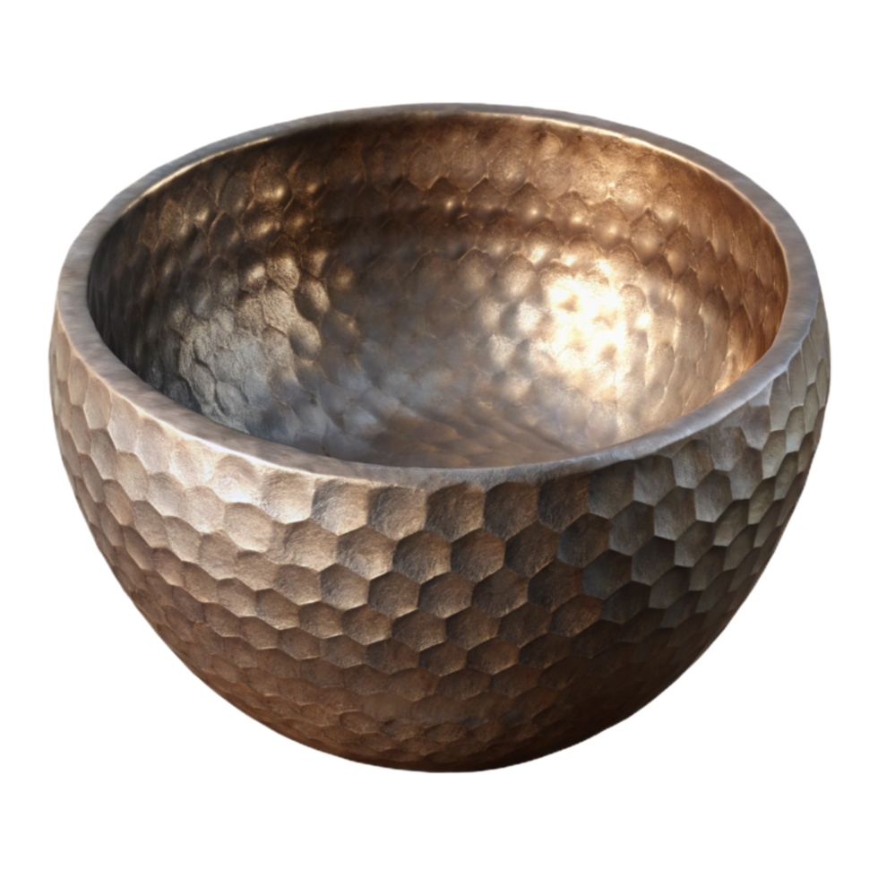 serene classic Metal Bowl with Hammered Texture Isolated professional png