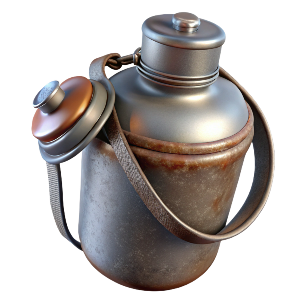 wonderful classic Metal Canteen with Cup Attached Cutout authentic png