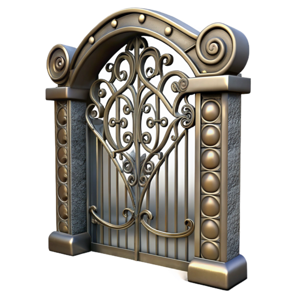 stunning rustic Metal Gate Ornate Design Isolated Element high resolution png