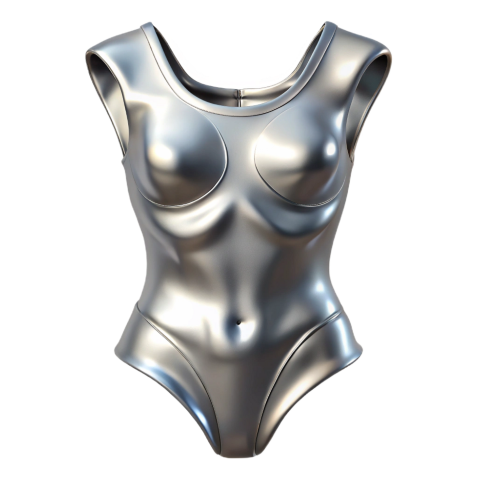 stunning classic Metallic Bodysuit Silver Sheen Cutout genuine png