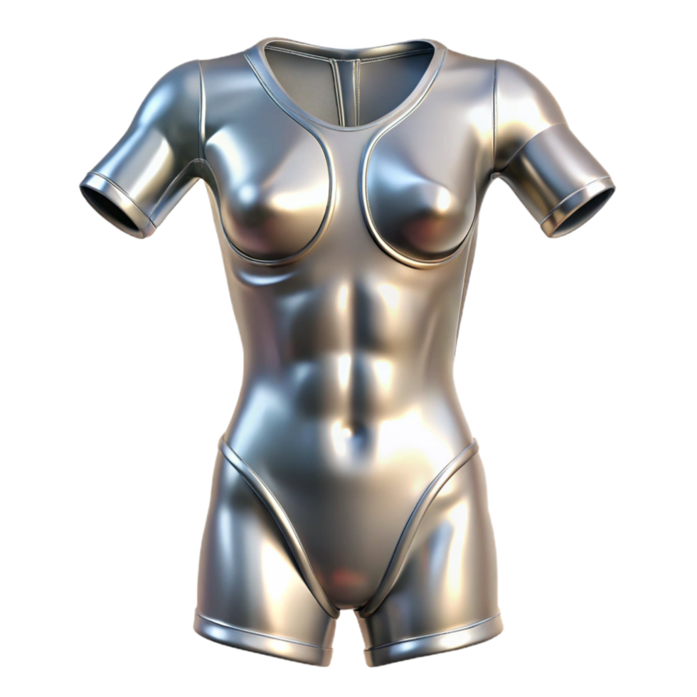 magnificent classic Metallic Bodysuit Silver Sheen Cutout png