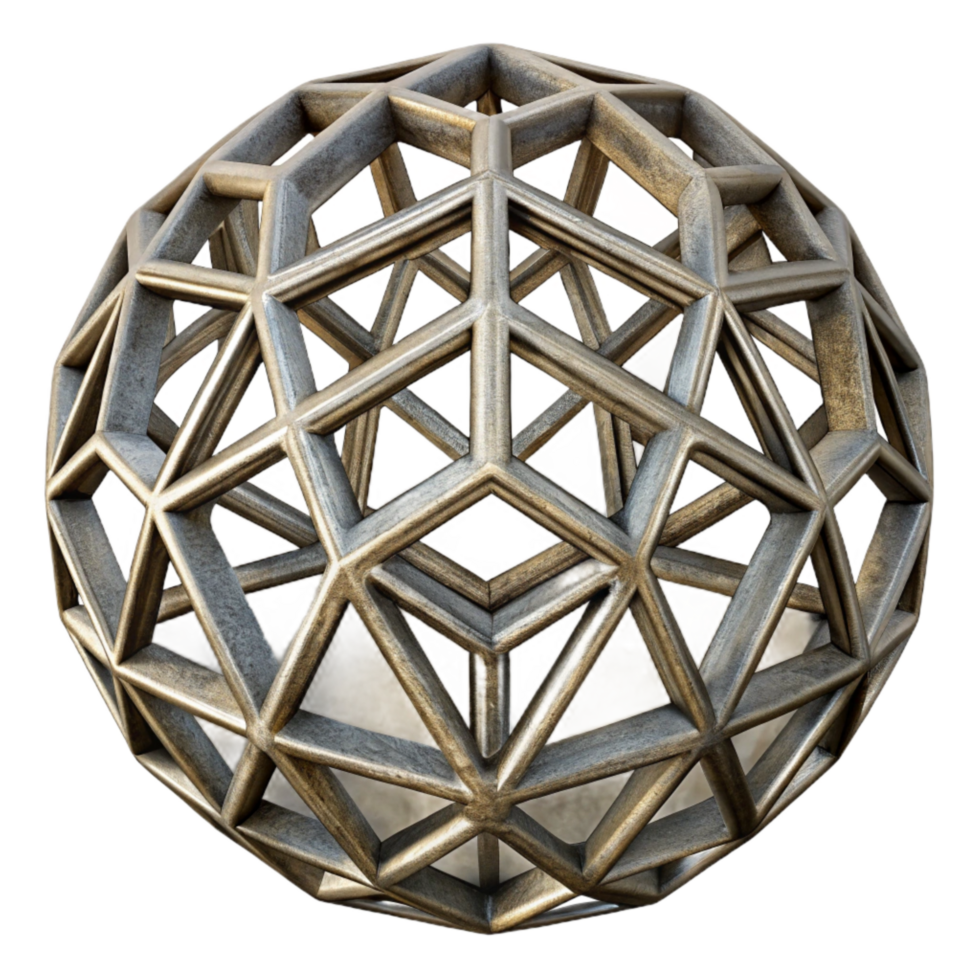 stunning artistic Metal Grid Sculpture Geometric Pattern Isolated png