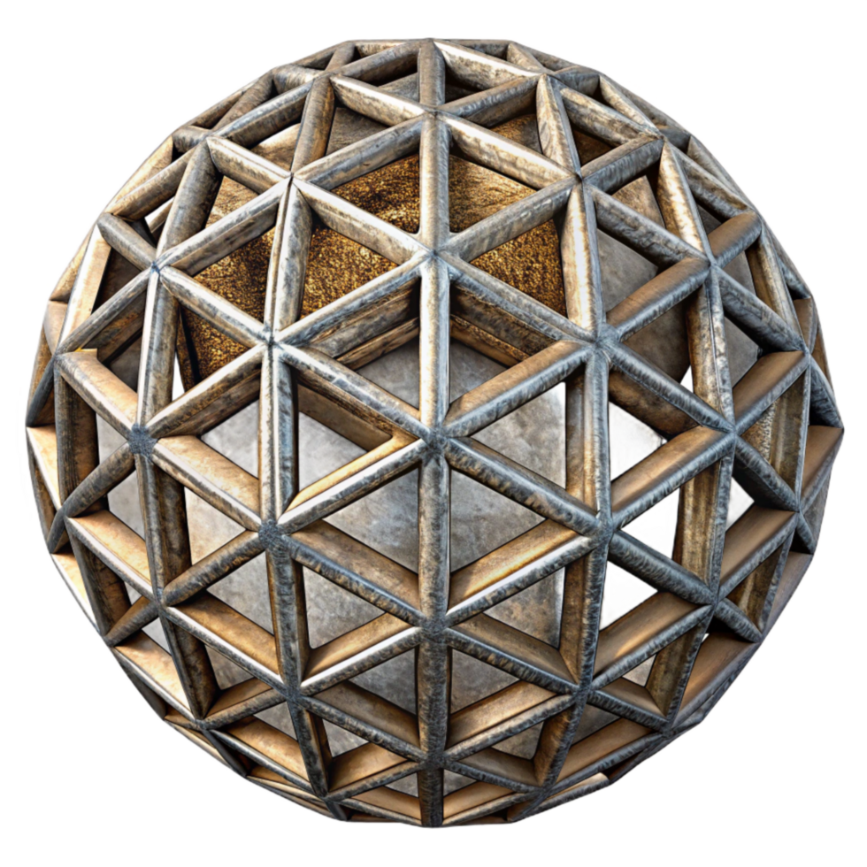dramatic vintage Metal Grid Sculpture Geometric Pattern Isolated high resolution png