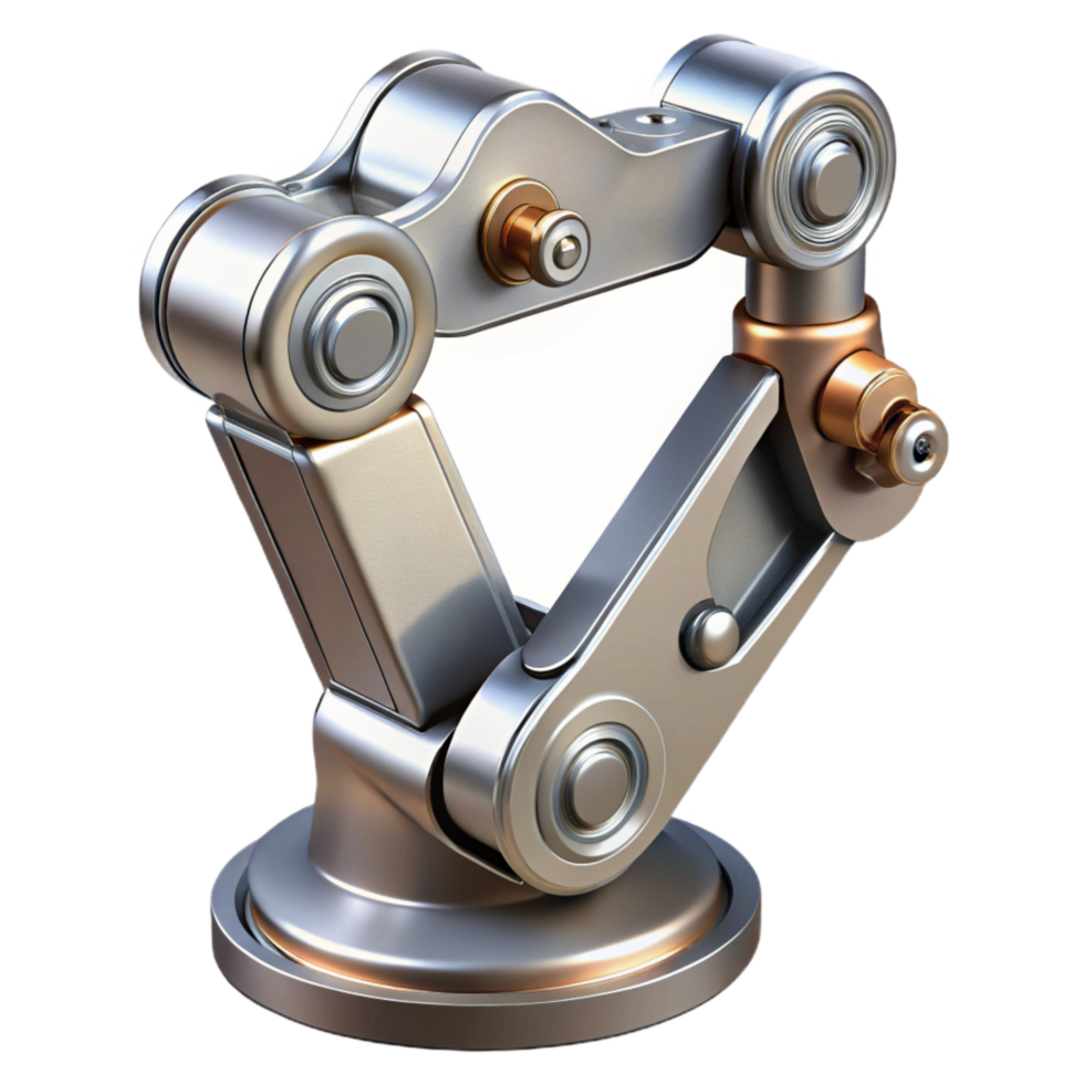 extraordinary abstract Metallic Robotic Gripper Open Position Transparent Background high resolution png