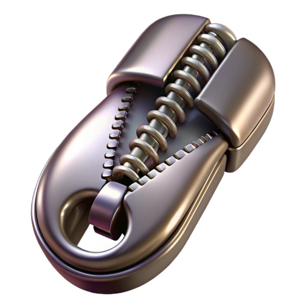 dramatic contemporary Metallic Zipper Teeth Detail Isolated on Transparent Background exclusive png