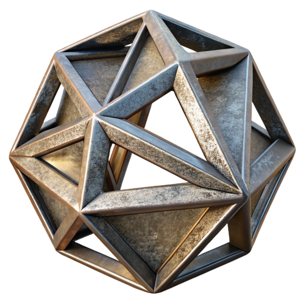 dramatic abstract Metal Sculpture Geometric Forms Isolated original png