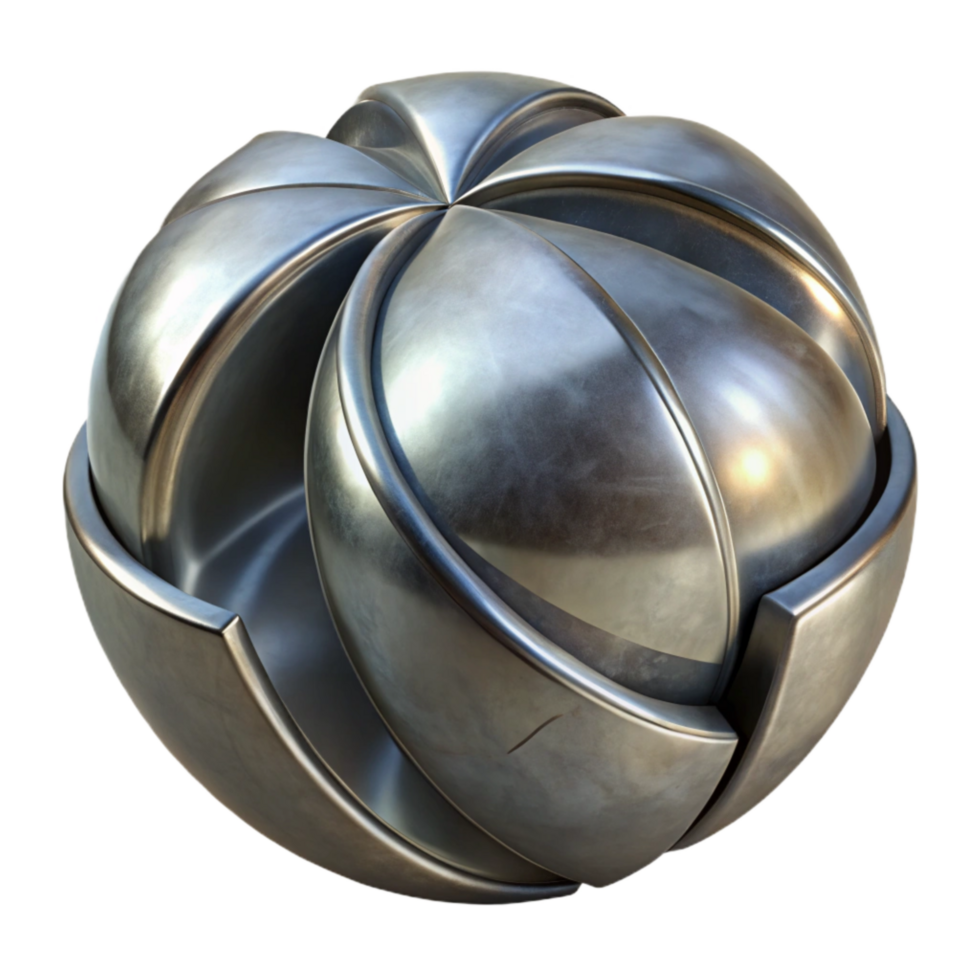 extraordinary artistic Metal Sculpture Reflective Surface Cutout Isolated premium png