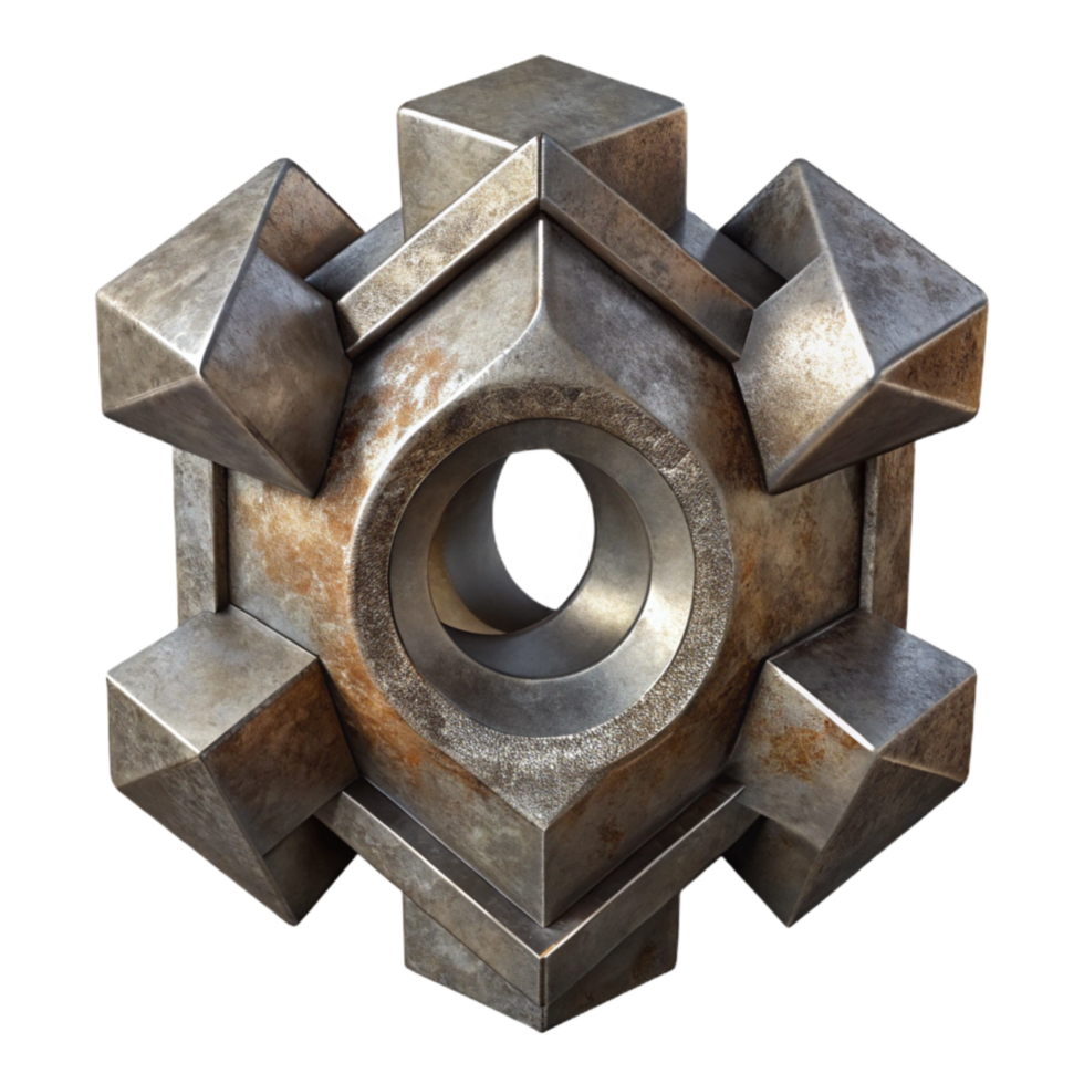 impressive minimalist Metal Sculpture with Industrial Design Cutout high resolution png