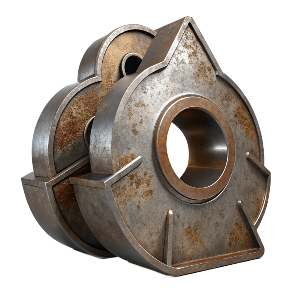 serene abstract Metal Sculpture with Industrial Design Cutout detailed png