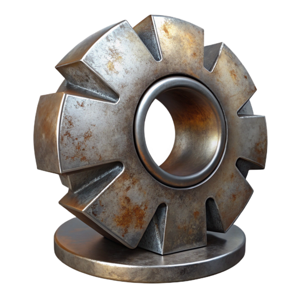 magnificent minimalist Metal Sculpture with Industrial Design Cutout original png