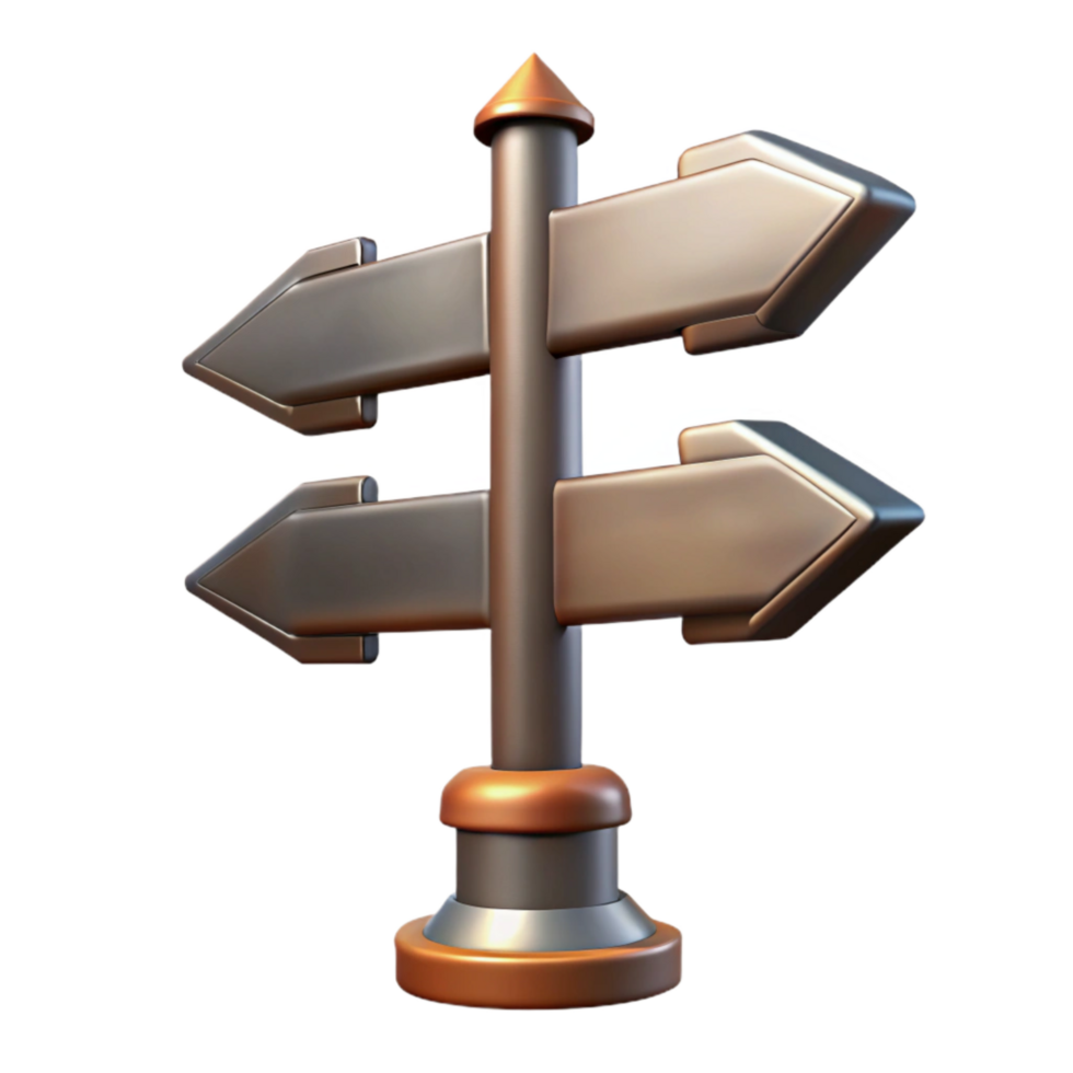 elegant minimalist Metal Signpost Directional Arrows Isolated authentic png