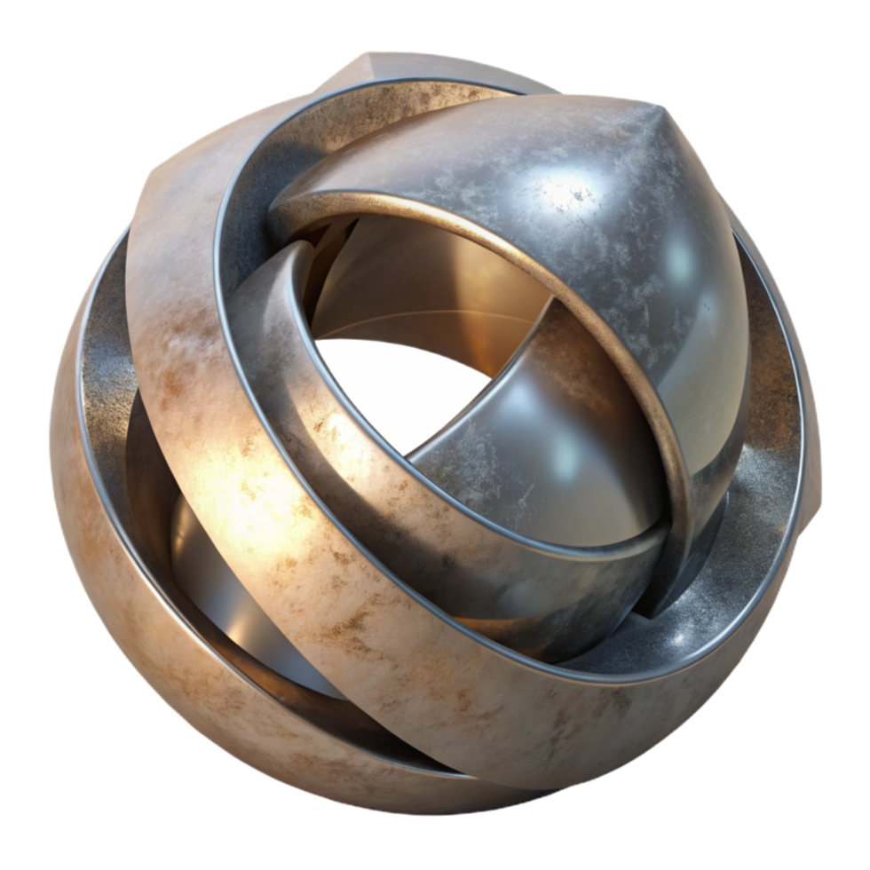 magnificent creative Metal Sculpture with Reflective Surface Transparent Background exclusive png
