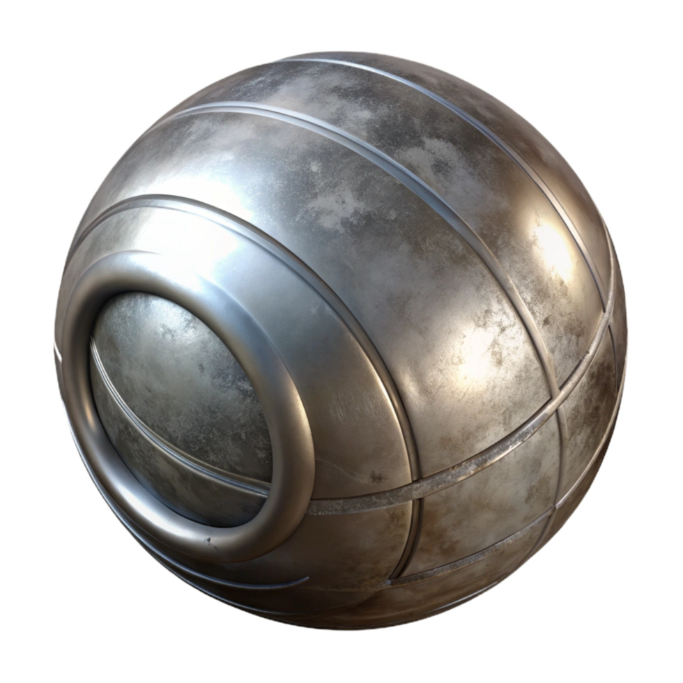 dramatic classic Metal Sphere Sculpture Reflective Surface Isolated detailed png