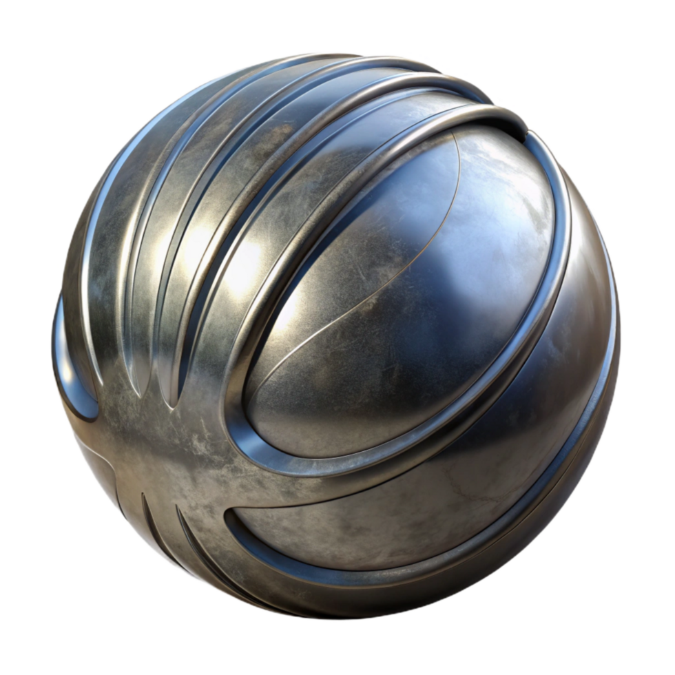 stunning artistic Metal Sphere Sculpture Reflective Surface Isolated authentic png
