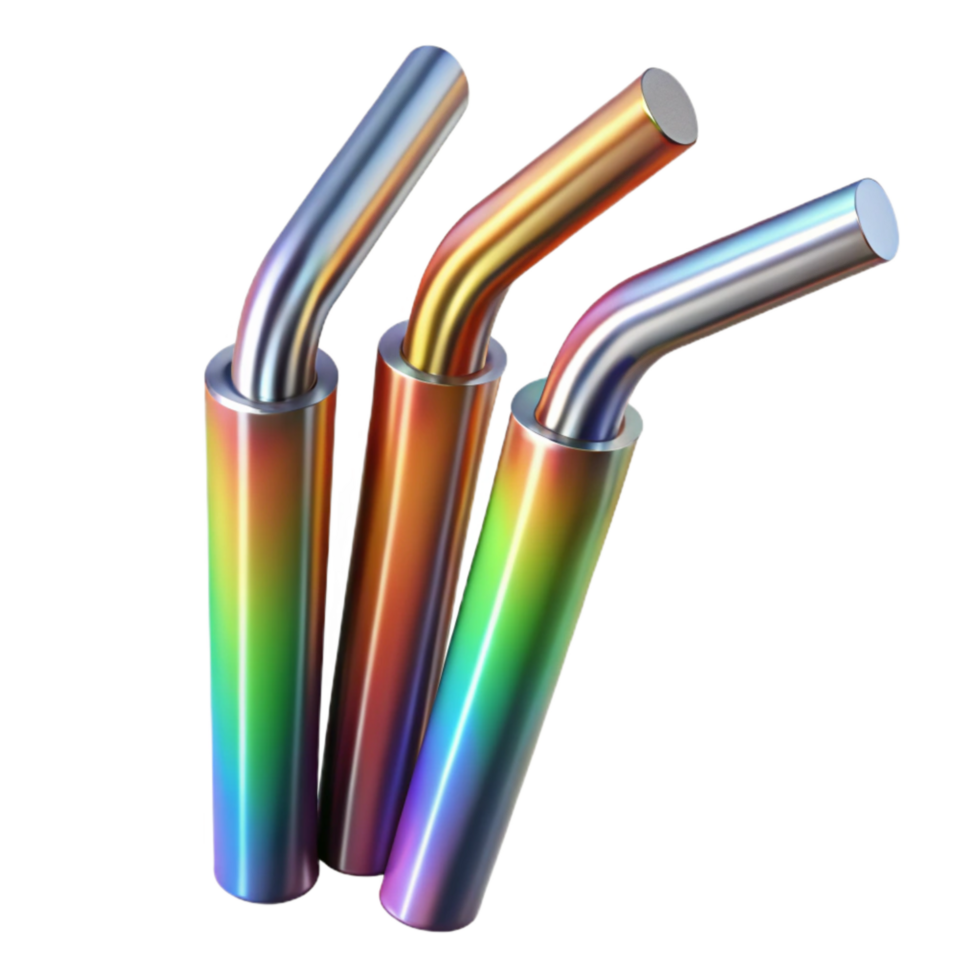 beautiful minimalist Metal Straws Rainbow Colors Transparent Background high quality png