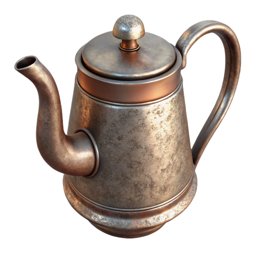serene traditional Metal Teapot with Spout and Handle Isolated premium png