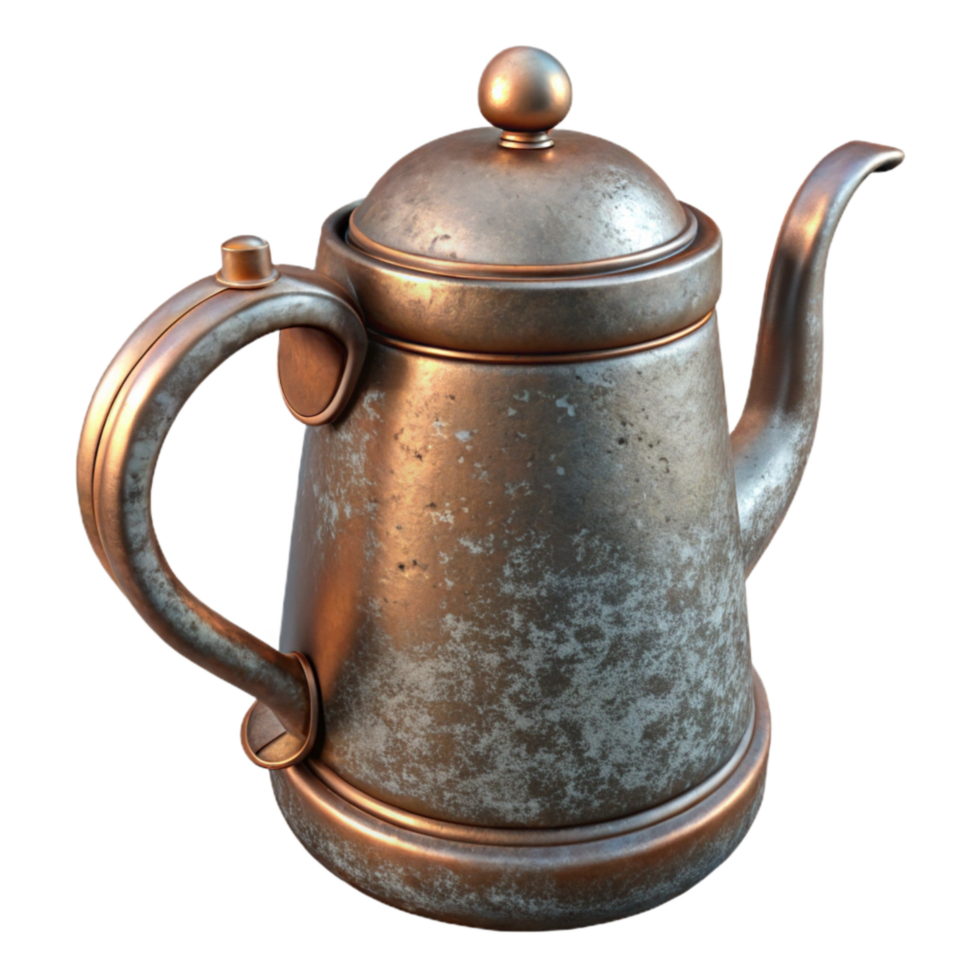 serene minimalist Metal Teapot with Spout and Handle Isolated premium png