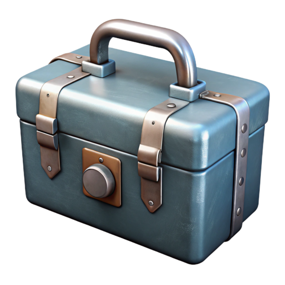 extraordinary minimalist Metal Toolbox Closed with Latch Isolated Element genuine png
