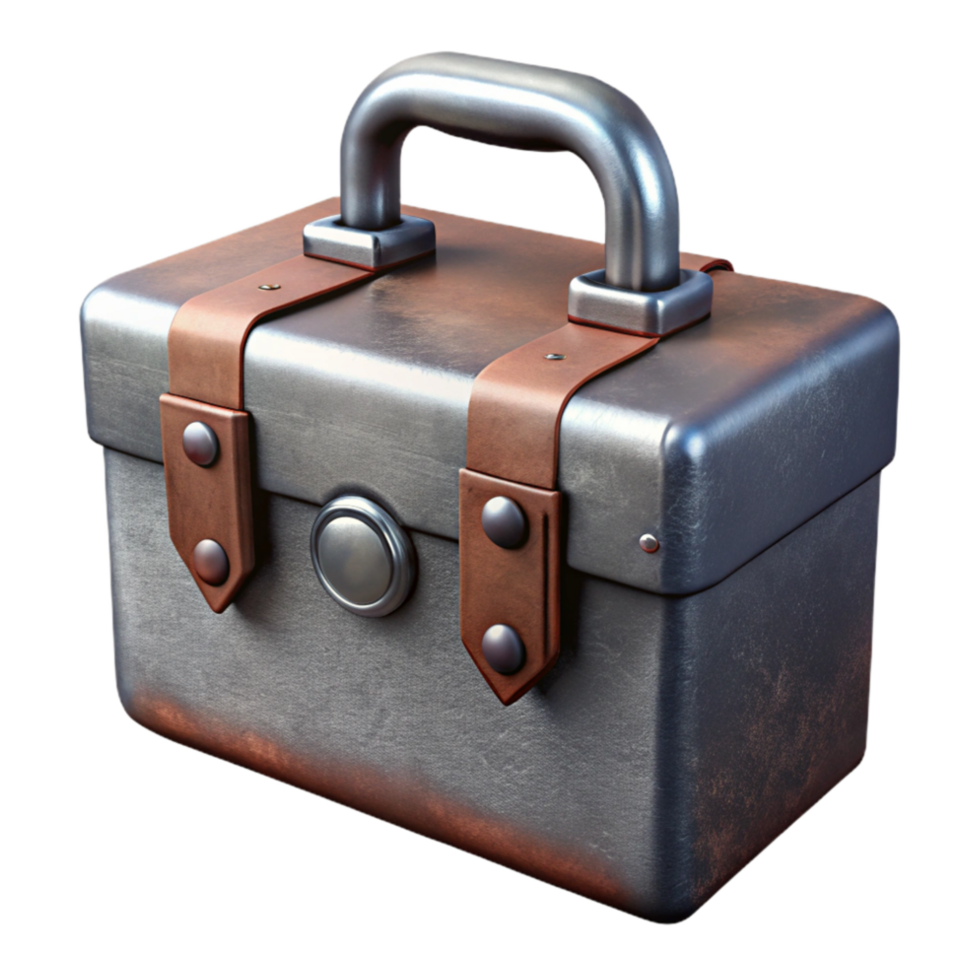 dramatic minimalist Metal Toolbox Closed with Latch Isolated Element high resolution png