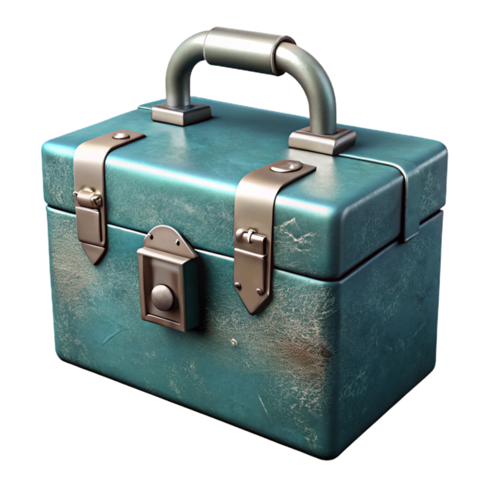 beautiful creative Metal Toolbox Closed with Latch Isolated Element authentic png