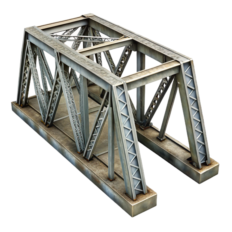 impressive vintage Metal Truss Bridge Structure Isolated Element original png